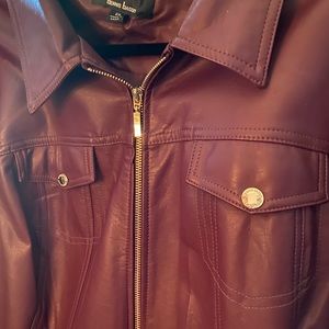 Faux leather jacket. Burgundy